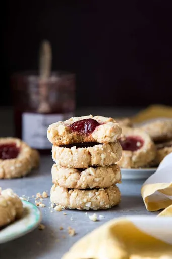 Peanut Butter and Jam Thumbprint Cookies
