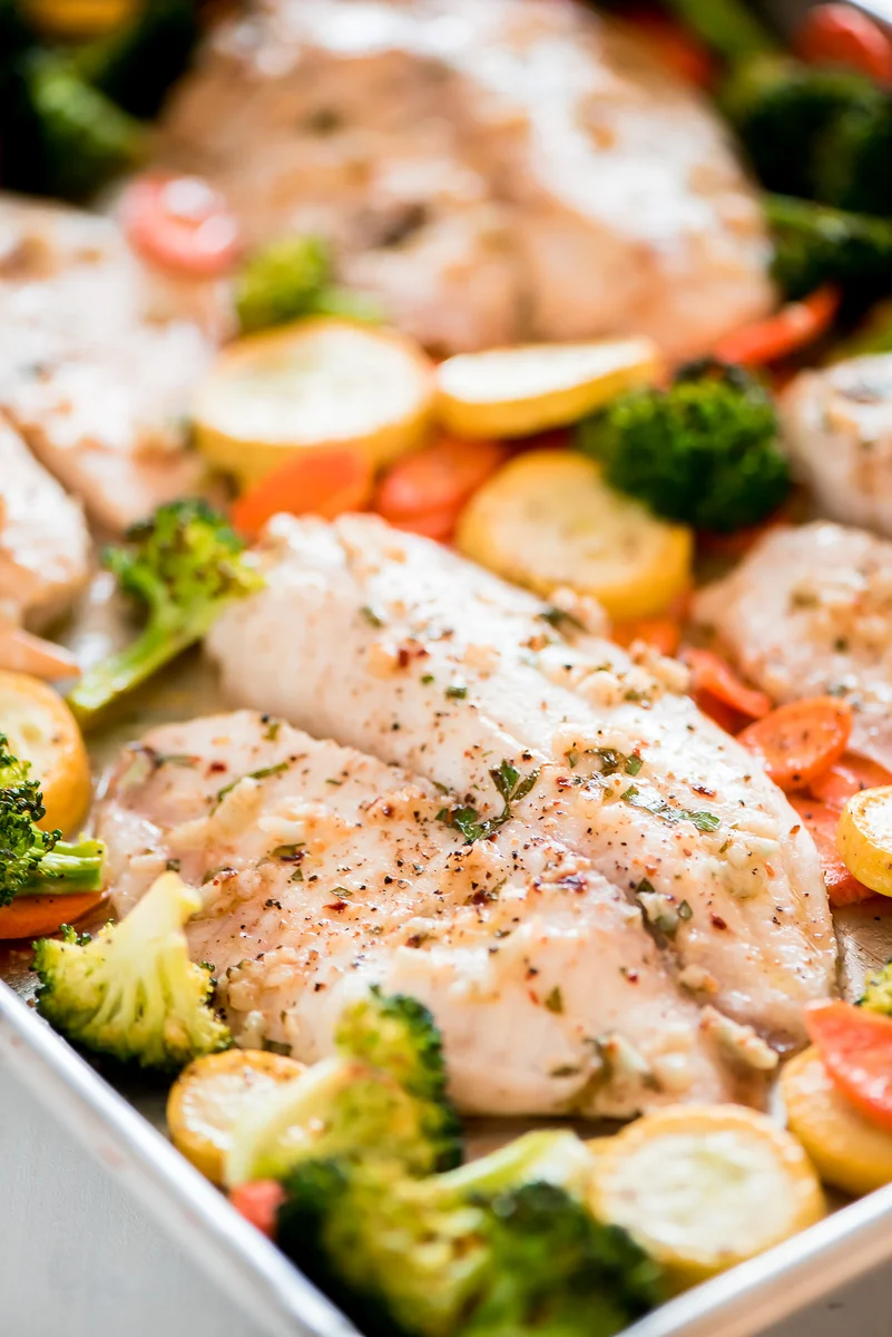 Sheet Pan Baked Tilapia and Roasted Veggies