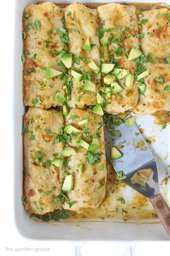Vegan Green Enchiladas with White Beans