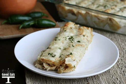 Green Chile Cream Cheese Chicken Enchiladas