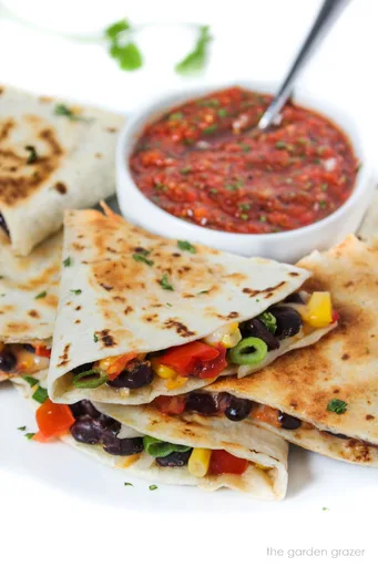 Loaded Black Bean Quesadilla with Veggies