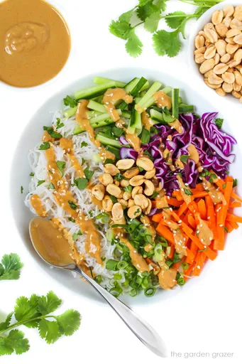 Spring Roll Bowl with Peanut Sauce