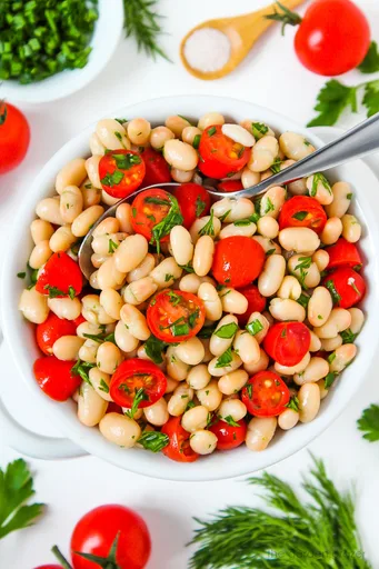 Ensalada de judías blancas y tomate (¡en 10 minutos!)