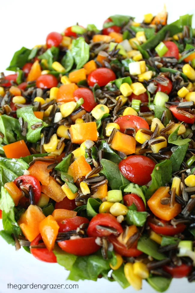 Wild Rice Spinach Salad with Lemon-Garlic Dressing