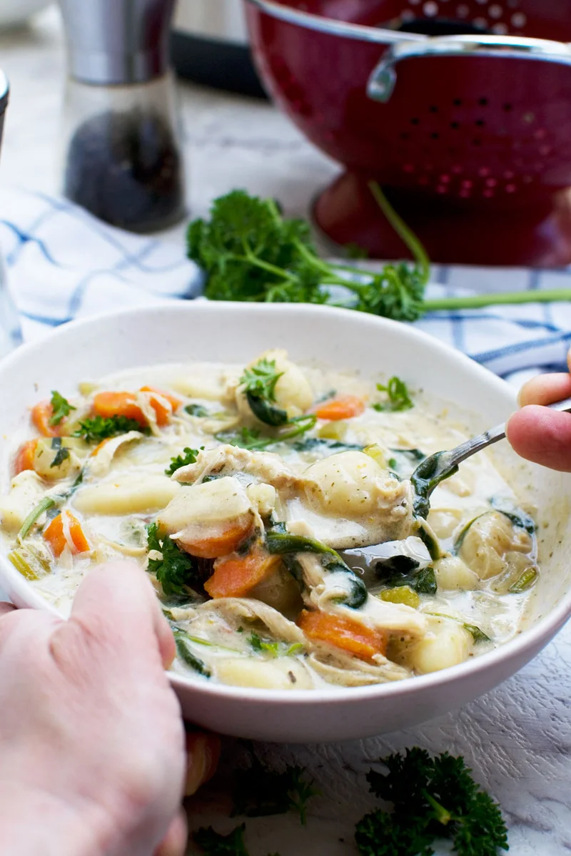 Easy Crockpot Chicken Gnocchi Soup (Olive Garden Copycat)