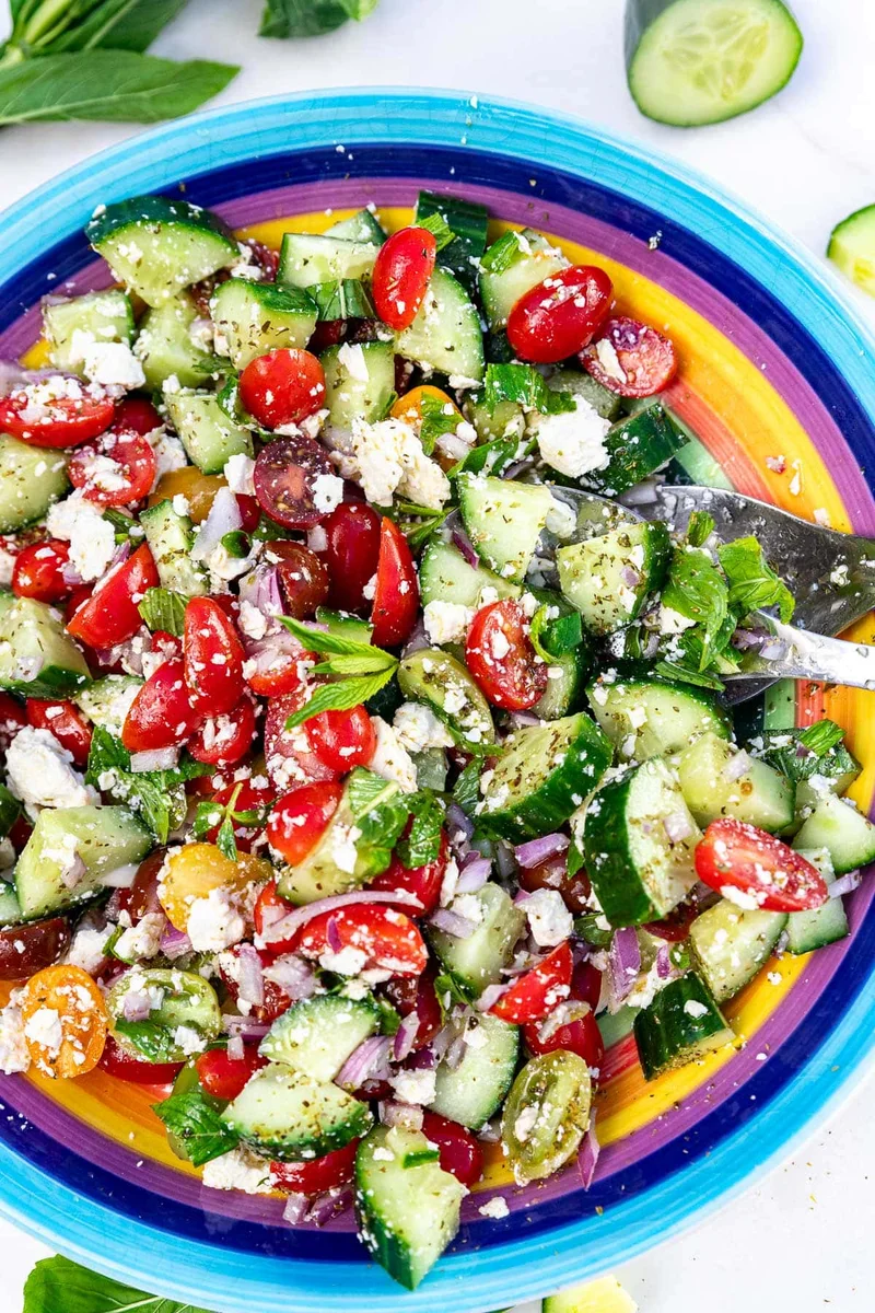 Easy Cucumber, Tomato and Feta Salad