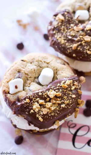 S’mores Chocolate Chip Cookie Ice Cream Sandwiches
