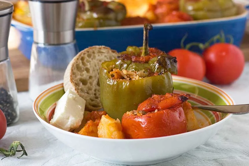 The Tastiest Gemista (Greek Stuffed Peppers And Tomatoes)