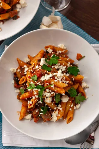 Berenjena con carne picada y pasta (30 minutos)