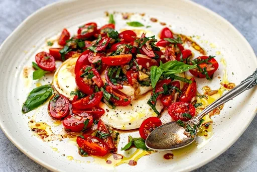 Ensalada de mozzarella con tomates al balsámico