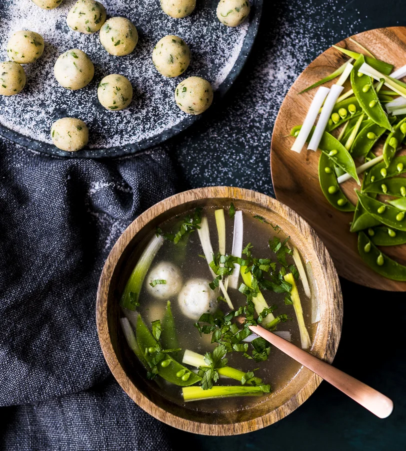 Chicken Broth with Herbed Dumplings