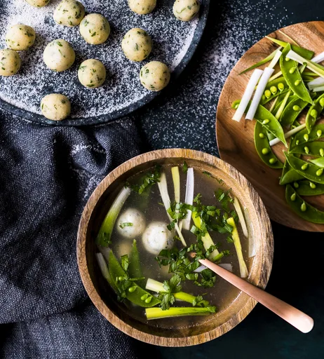 Chicken Broth with Herbed Dumplings