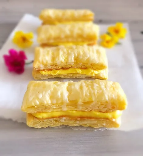 Caramel and Custard Danish Slices