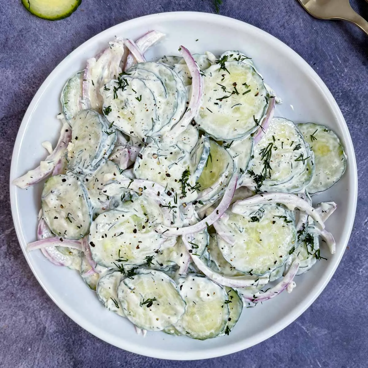 Creamy Cucumber Salad recipe with Sour Cream and Dill