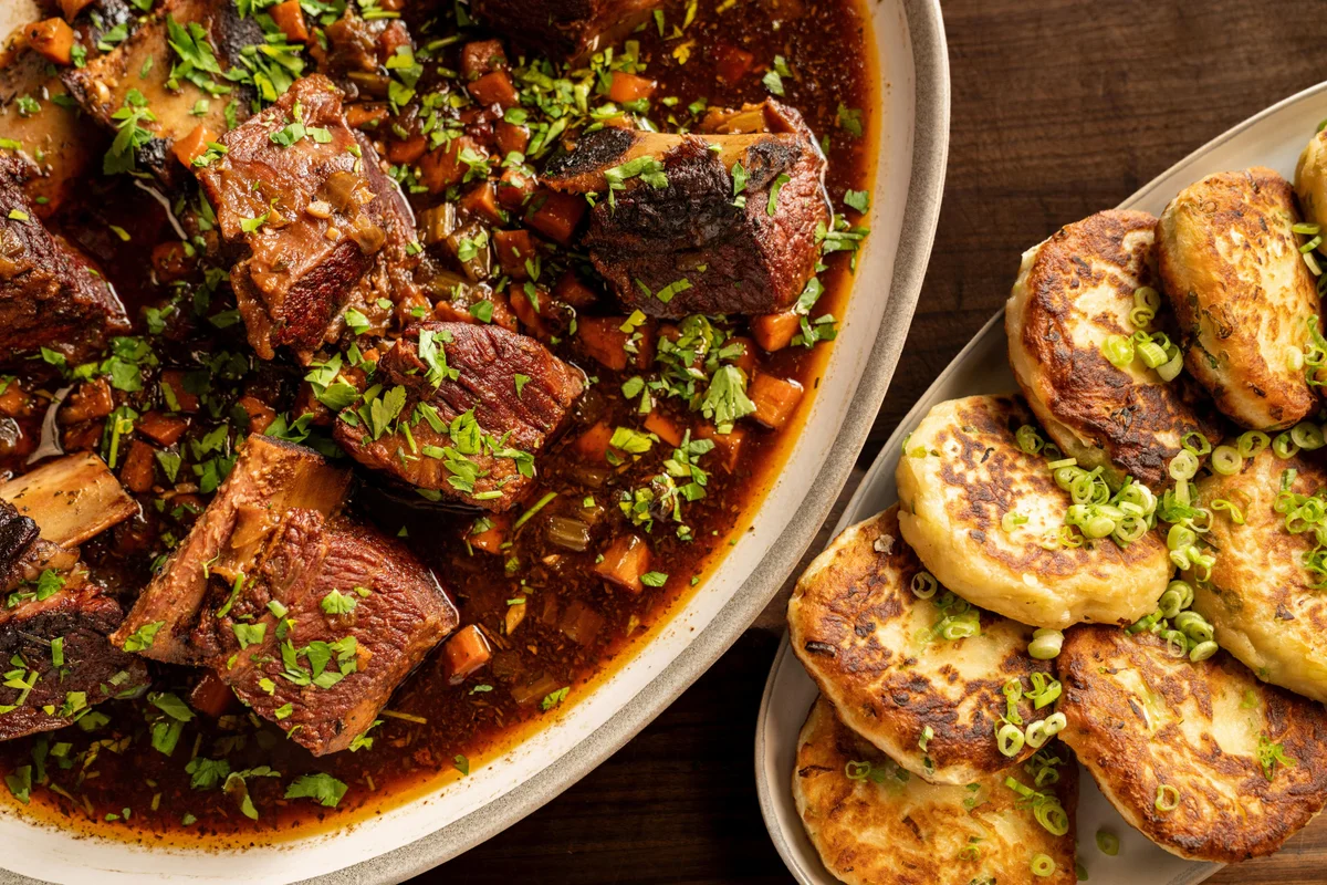 Braised Short Ribs with Colcannon Cakes