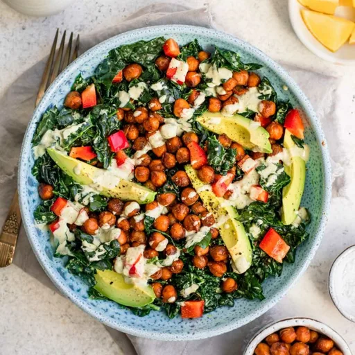Ensalada de col rizada con aderezo de jalapeño asado