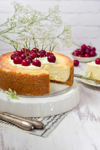 Tarta de queso horneada con chocolate blanco