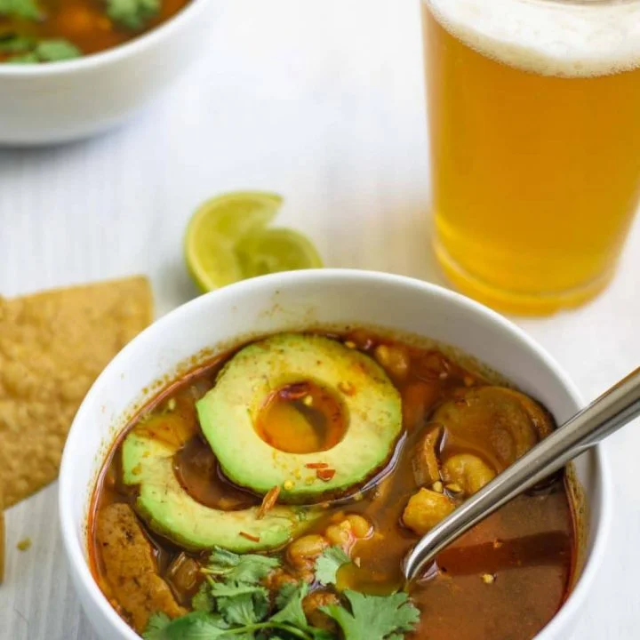 Seared Seitan and Mushroom Pozole