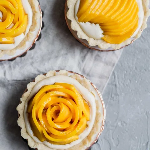 Tartaletas veganas de mango con crema pastelera de vainilla