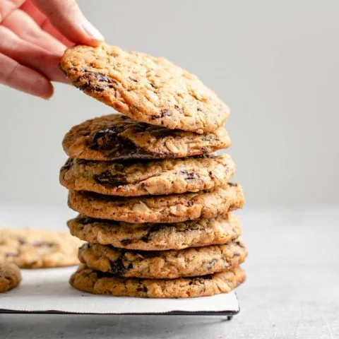 Vegan Peanut Butter Oatmeal Chocolate Chip Cookies