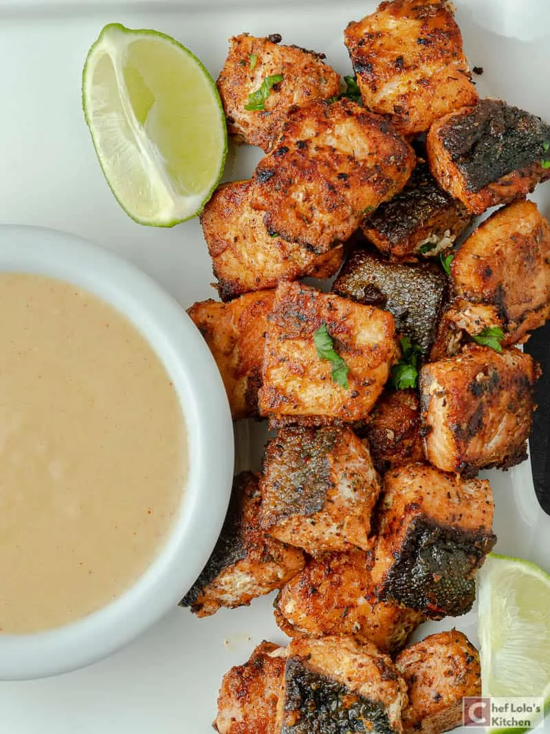 Salmon Bites 3 ways with Dipping Sauce