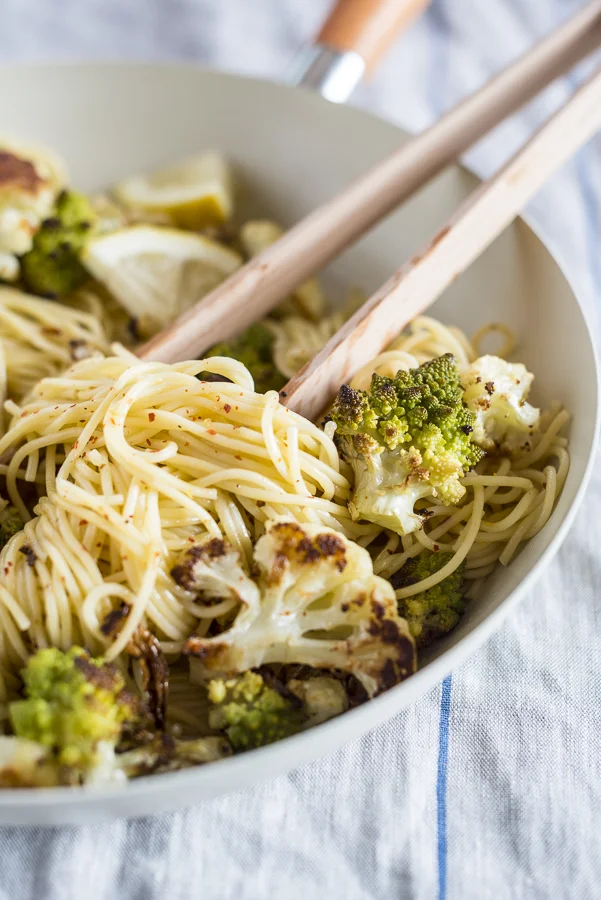 Roasted Romanesco and Cauliflower Pasta