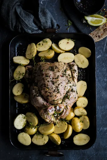 Pollo y Patatas Asados a Lento Fuego