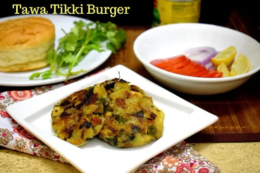 Tawa Tikki Burger with Cashew Badam Tikki