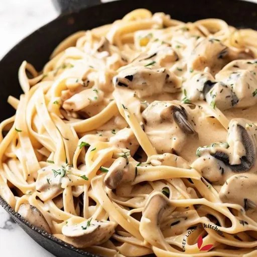 Pasta cremosa con setas en una sola olla