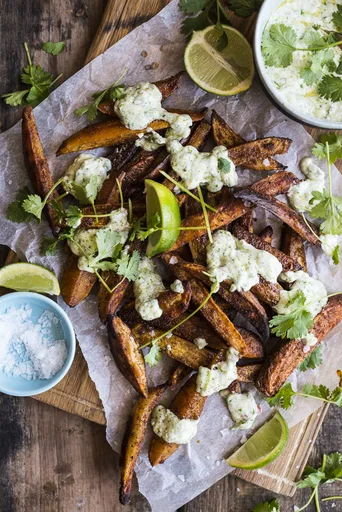 Sweet Potato Fries with Coriander Yoghurt