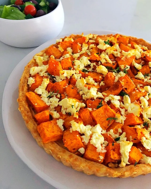 Roast Sweet Potato, Onion and Feta Tart