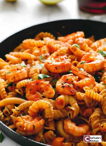 Pasta con gambas picantes