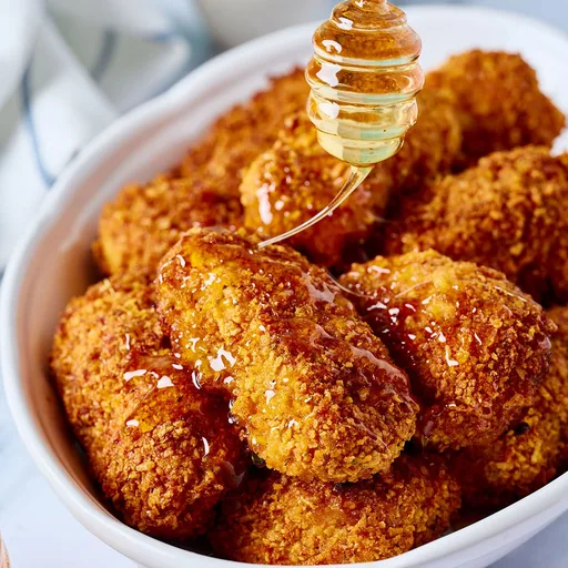 Pollo crujiente con miel picante (al horno o en freidora de aire)