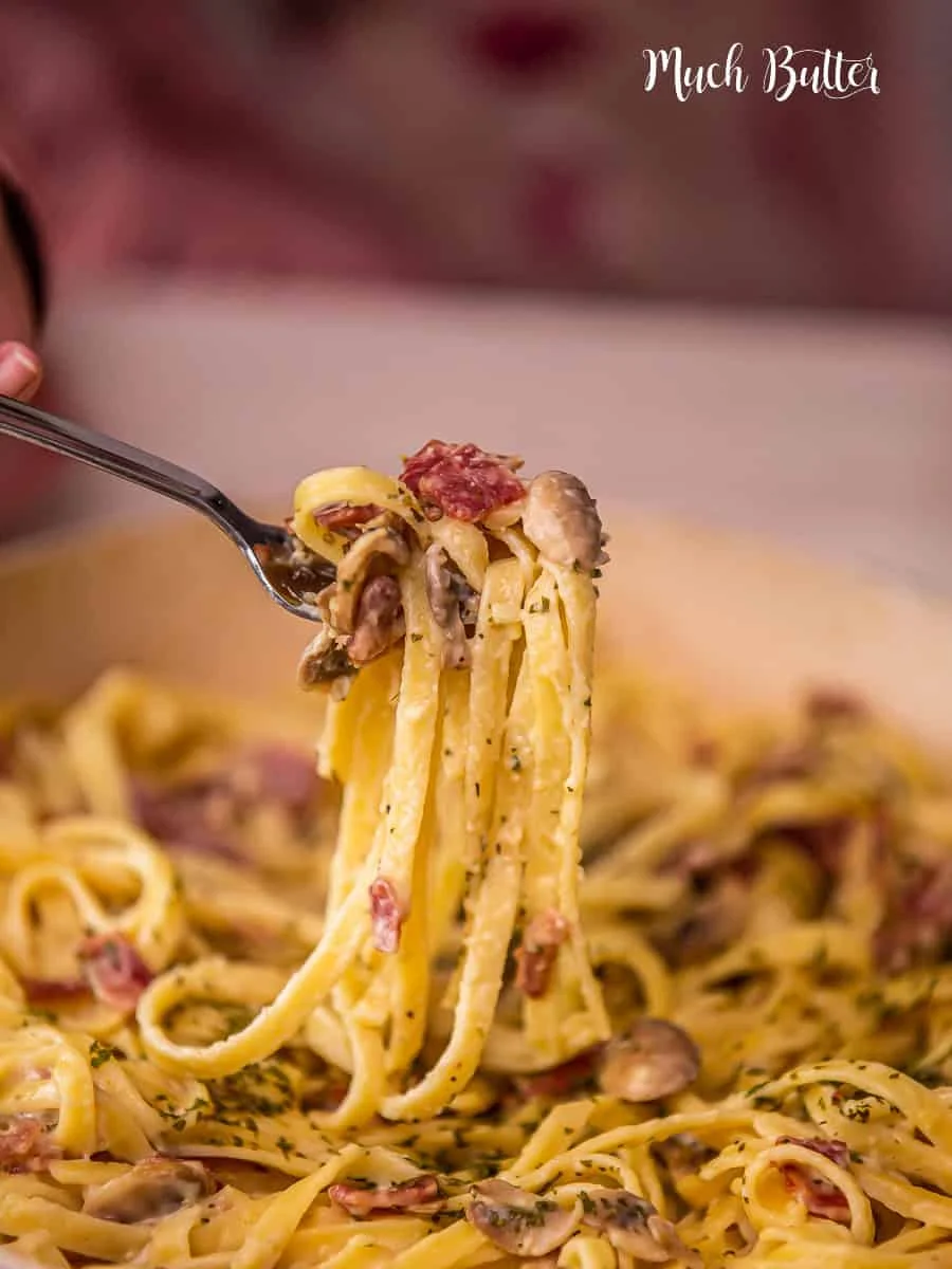 Halal Beef Bacon Mushroom Pasta