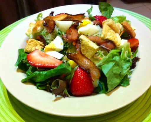Ensalada campera con beicon y huevo