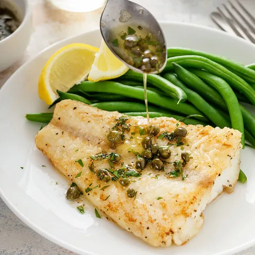 Filetes de bacalao a la plancha con mantequilla de limon