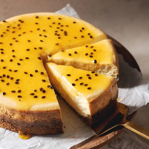 Tarta de queso con maracuyá