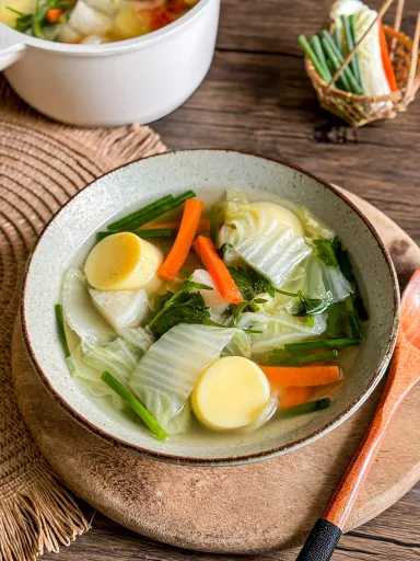 Light Vegetarian Egg Tofu Soup Recipe
