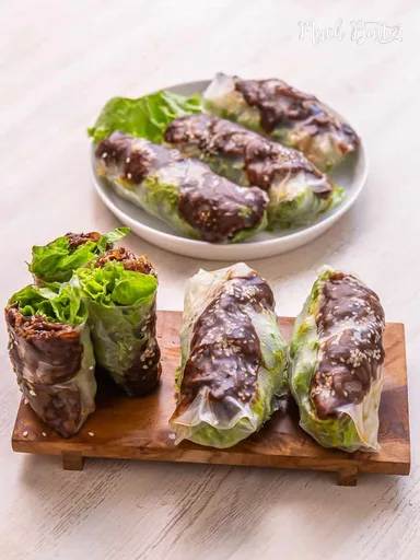 Rollito de primavera coreano de ternera a la barbacoa