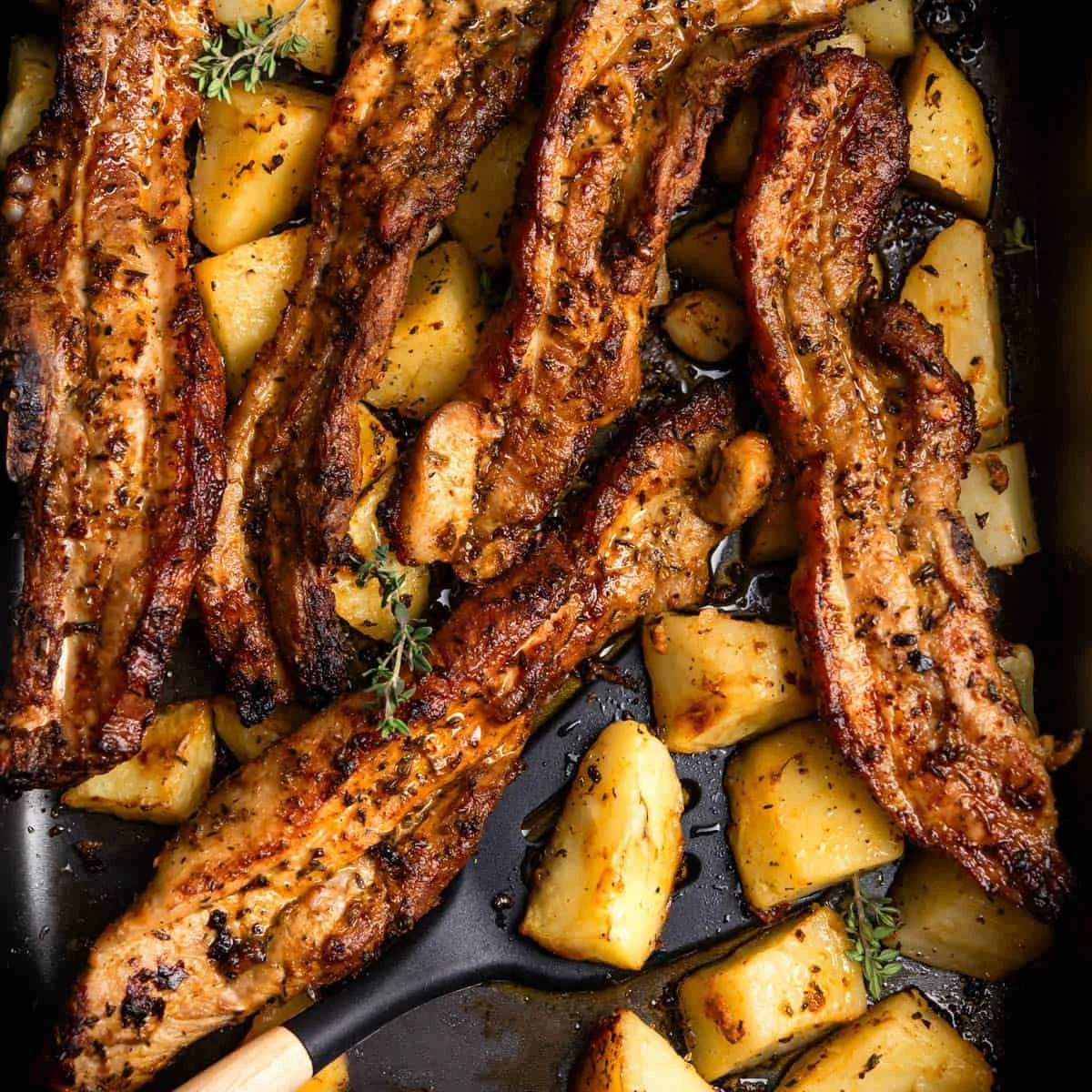 Baked Pork Belly Slices