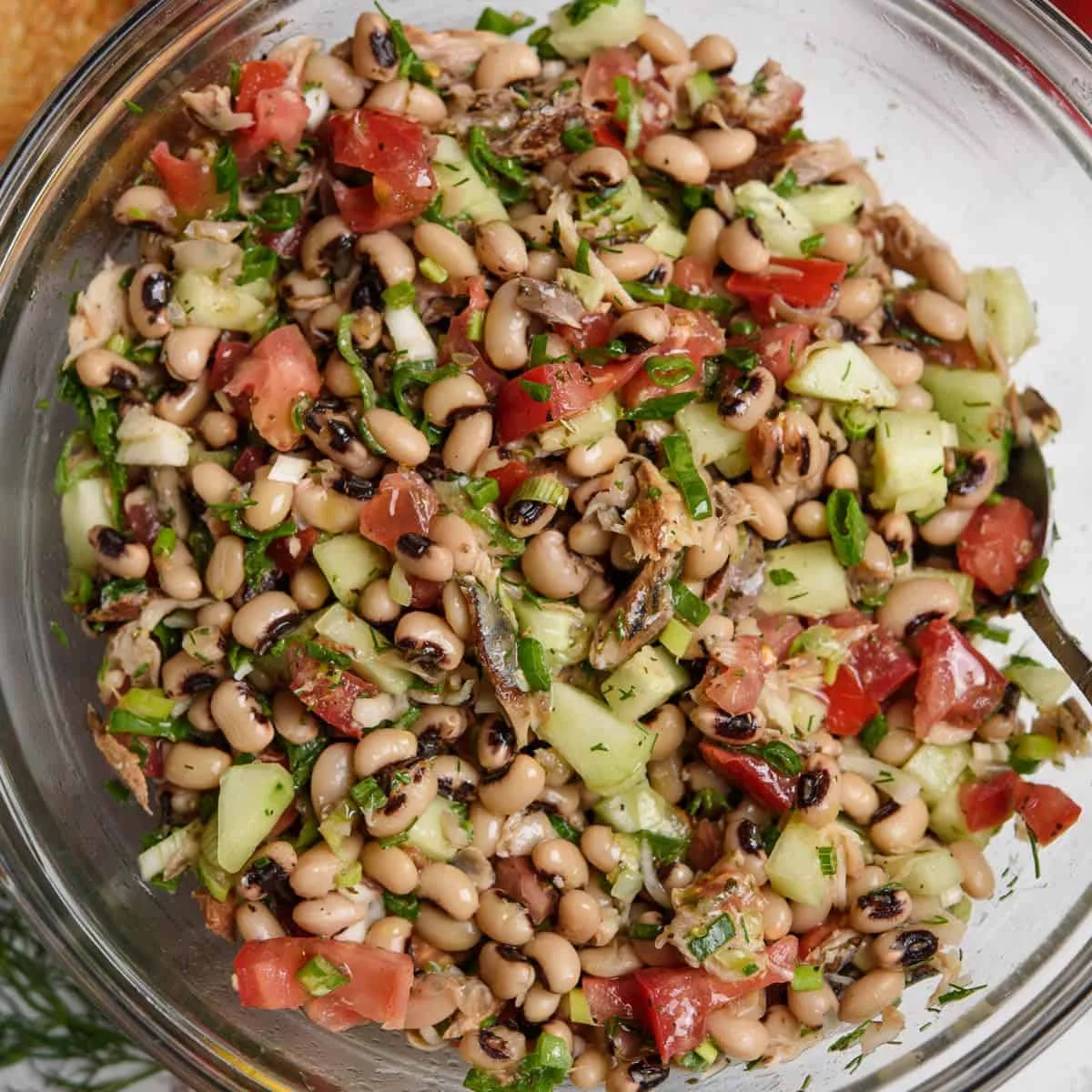 Black Eyed Pea Salad with Smoked Mackerel