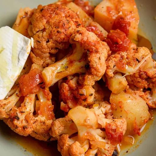 Cauliflower Stew With Tomato Sauce And Potatoes