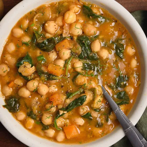 Sopa de garbanzos y espinacas