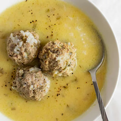 Meatball soup (Youvarlakia)