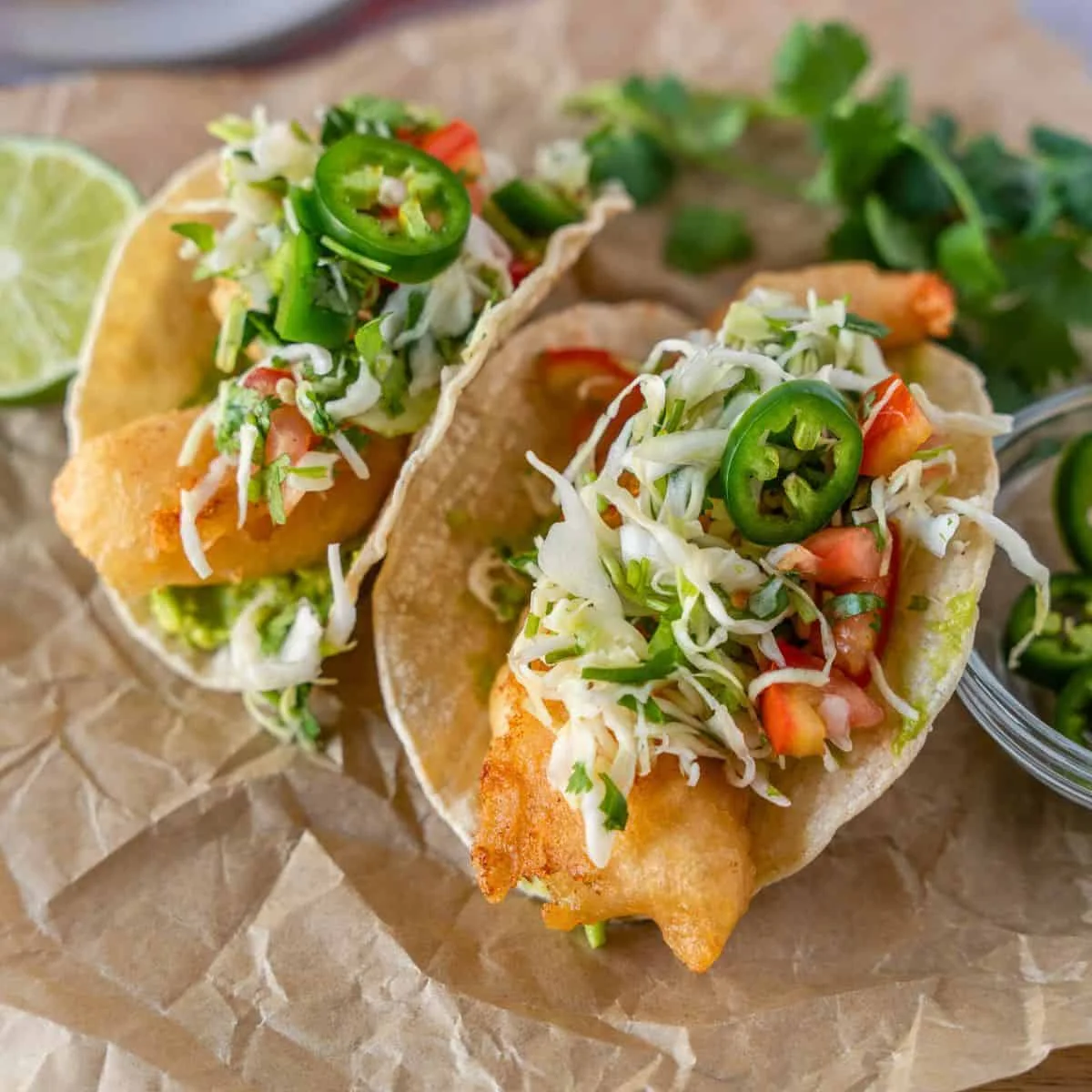Beer Battered Shrimp Tacos