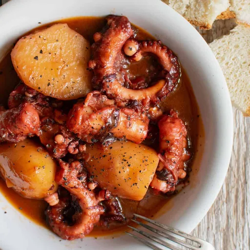 Estofado griego de pulpo con patatas