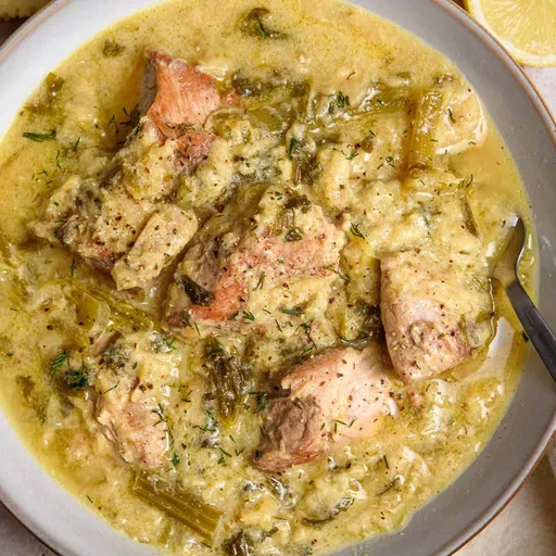 Pork Stew with Leeks, Celery, Egg & Lemon