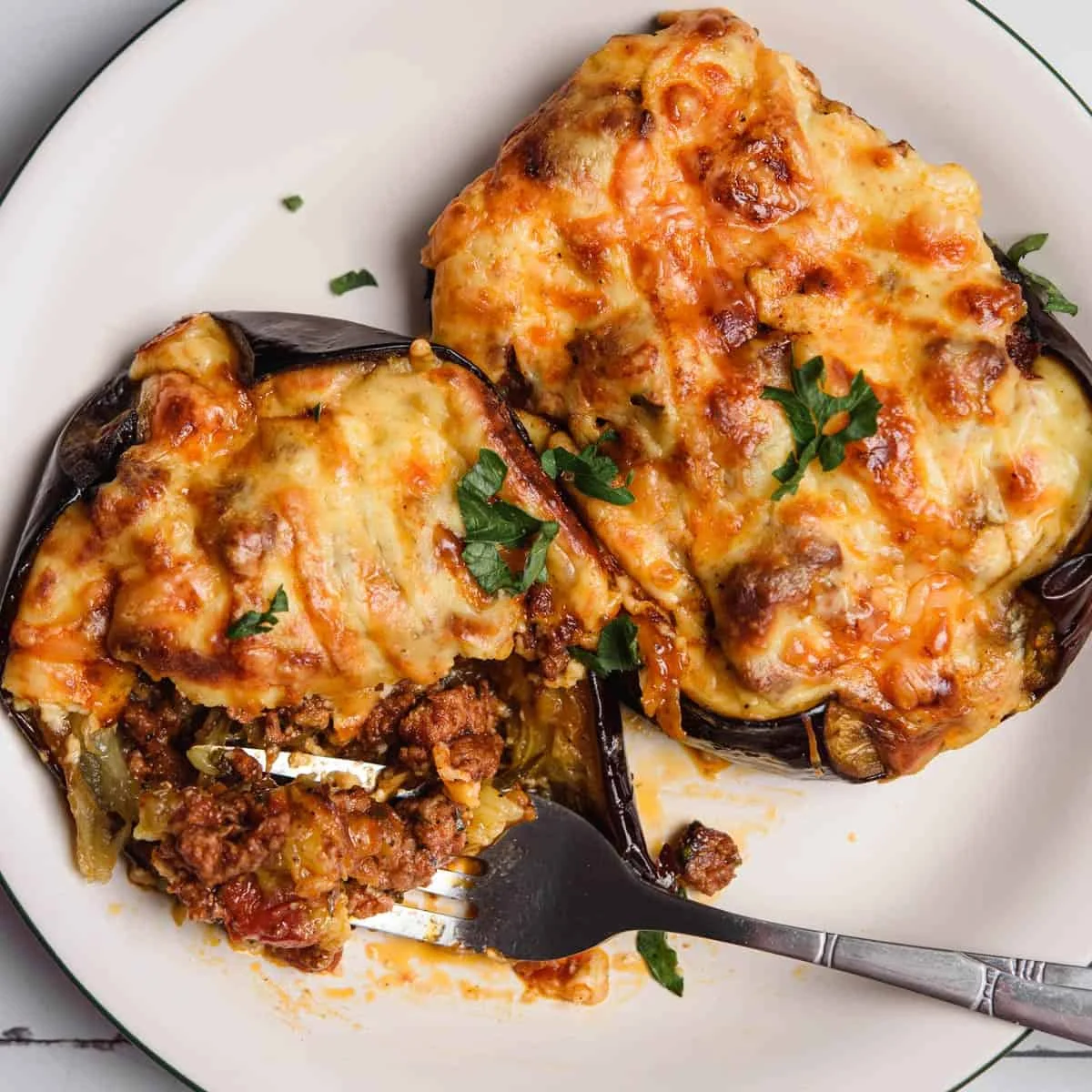 Melitzanes Papoutsakia - Greek Stuffed Eggplant with Meat