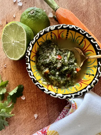Chimichurri made with carrot greens!