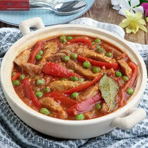 Receta de cerdo con guisantes